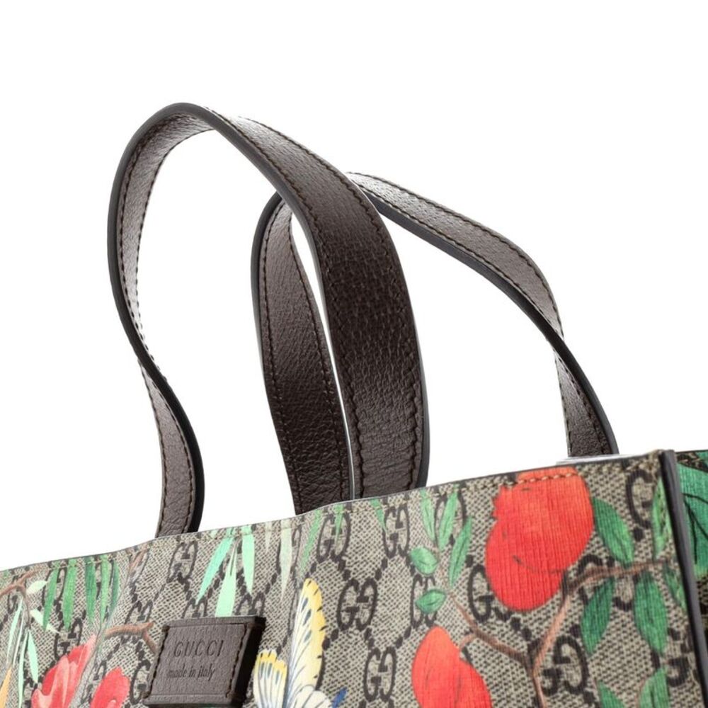 Gucci Convertible Soft Open Tote Tian Print GG Coated Canvas Tall Brown, Print - Picture 6 of 8